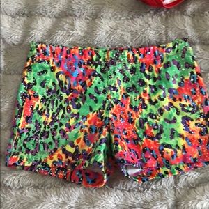 Multi colored leopard print cheer shorts